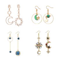 1 Pair Simple Style Star Moon Plating Inlay Alloy Artificial Gemstones Drop Earrings main image 1