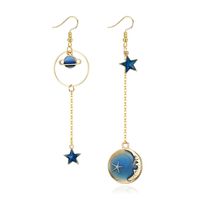1 Pair Simple Style Star Moon Plating Inlay Alloy Artificial Gemstones Drop Earrings sku image 3