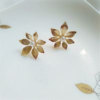1 Pair Classic Style Flower Plating Inlay Metal Artificial Gemstones Ear Studs main image 5