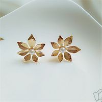 1 Pair Classic Style Flower Plating Inlay Metal Artificial Gemstones Ear Studs sku image 1