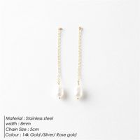 1 Pair Elegant Simple Style Geometric Plating Artificial Pearl Artificial Pearls 14K Gold Plated Rose Gold Plated Drop Earrings main image 4