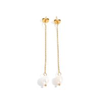 1 Pair Elegant Simple Style Geometric Plating Artificial Pearl Artificial Pearls 14K Gold Plated Rose Gold Plated Drop Earrings main image 3