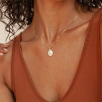 Stainless Steel Freshwater Pearl 14K Gold Plated Rose Gold Plated Simple Style Plating Solid Color Freshwater Pearl Pendant Necklace main image 2
