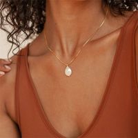 Stainless Steel Freshwater Pearl 14K Gold Plated Rose Gold Plated Simple Style Plating Solid Color Freshwater Pearl Pendant Necklace main image 5