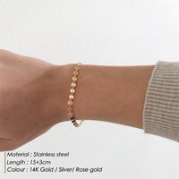 Simple Style Solid Color Stainless Steel 14K Gold Plated Rose Gold Plated Bracelets In Bulk main image 5
