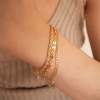 Simple Style Solid Color Stainless Steel 14K Gold Plated Rose Gold Plated Bracelets In Bulk main image 1