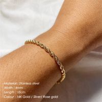 Simple Style Solid Color Stainless Steel 14K Gold Plated Rose Gold Plated Bracelets In Bulk main image 3