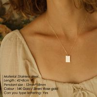 Titanium Steel 14K Gold Plated Rose Gold Plated Simple Style Plating Rectangle Layered Necklaces main image 2