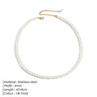 Elegant Runden Rostfreier Stahl Imitationsperle Perlen Überzug Frau Halskette sku image 1