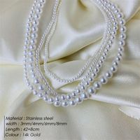 Elegant Runden Rostfreier Stahl Imitationsperle Perlen Überzug Frau Halskette main image 5