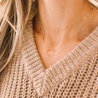Stainless Steel 14K Gold Plated Rose Gold Plated Lady Circle Layered Necklaces Pendant Necklace main image 1