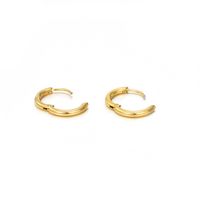 1 Paire Style Simple Rond Couleur Unie Placage Acier Inoxydable Plaqué Or 14K Plaqué Or Rose Boucles D'oreilles Cerceau main image 3