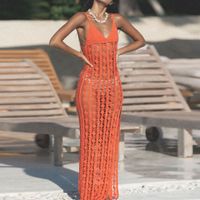 Women's Vacation Beach Solid Color Hollow Out 1 Piece Cover Ups main image 6