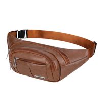 Men's Business Solid Color Pu Leather Waterproof Waist Bags main image 3