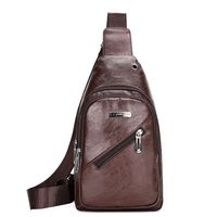 Men's Business Solid Color Pu Leather Waterproof Waist Bags sku image 2
