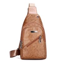 Men's Business Solid Color Pu Leather Waterproof Waist Bags sku image 3