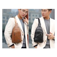 Men's Business Solid Color Pu Leather Waterproof Waist Bags main image 1