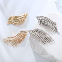 1 Pair Classic Style Shiny Tassel Plating Inlay Rhinestone Rhinestones Gold Plated Silver Plated Drop Earrings main image 1
