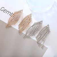 1 Pair Classic Style Shiny Tassel Plating Inlay Rhinestone Rhinestones Gold Plated Silver Plated Drop Earrings main image 7