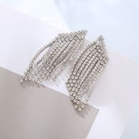 1 Pair Classic Style Shiny Tassel Plating Inlay Rhinestone Rhinestones Gold Plated Silver Plated Drop Earrings main image 6