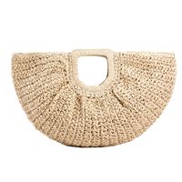 Women's Medium Straw Solid Color Streetwear Semicircle Open Straw Bag main image 3