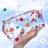 Women's All Seasons Pvc Cartoon Fruit Flower Cute Transparent Square Zipper Cosmetic Bag main image 1