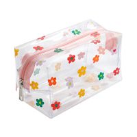Women's All Seasons Pvc Cartoon Fruit Flower Cute Transparent Square Zipper Cosmetic Bag main image 3