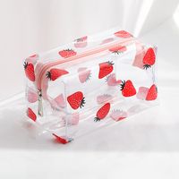Women's All Seasons Pvc Cartoon Fruit Flower Cute Transparent Square Zipper Cosmetic Bag sku image 5