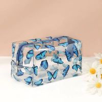 Women's All Seasons Pvc Cartoon Fruit Flower Cute Transparent Square Zipper Cosmetic Bag sku image 10