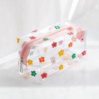 Women's All Seasons Pvc Cartoon Fruit Flower Cute Transparent Square Zipper Cosmetic Bag sku image 3