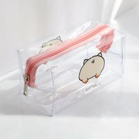 Women's All Seasons Pvc Cartoon Fruit Flower Cute Transparent Square Zipper Cosmetic Bag sku image 1