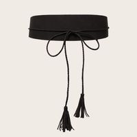 Modern Style Solid Color Pu Leather Handmade Tassel Women's Leather Belts main image 5