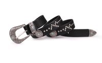 Retro Solid Color Alloy Women's Leather Belts sku image 1