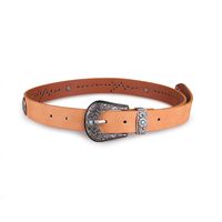 Retro Solid Color Alloy Women's Leather Belts sku image 2