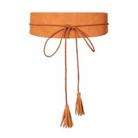 Modern Style Solid Color Pu Leather Handmade Tassel Women's Leather Belts main image 1