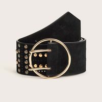Basic Solid Color Pu Leather Rivet Women's Leather Belts sku image 1