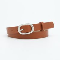 Basic Simple Style Solid Color Pu Leather Alloy Women's Leather Belts sku image 2