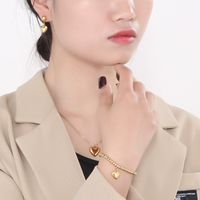 Titan Stahl 18 Karat Vergoldet Moderner Stil Überzug Herzform Armbänder Ohrringe Halskette main image 10