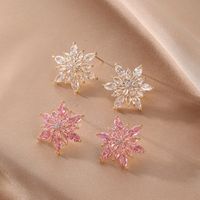 1 Pair Glam Luxurious Sweet Snowflake Plating Three-dimensional Inlay Alloy Artificial Diamond Gold Plated Ear Studs main image 7