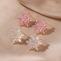 1 Pair Glam Luxurious Sweet Snowflake Plating Three-dimensional Inlay Alloy Artificial Diamond Gold Plated Ear Studs main image 2