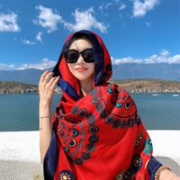 Women's Ethnic Style Flower Thick Twill Cotton Printing Shawl sku image 46