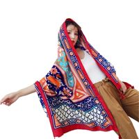 Women's Ethnic Style Flower Thick Twill Cotton Printing Shawl main image 3