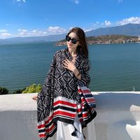 Women's Ethnic Style Flower Thick Twill Cotton Printing Shawl sku image 47