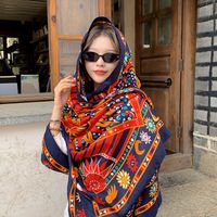 Women's Ethnic Style Flower Thick Twill Cotton Printing Shawl sku image 44