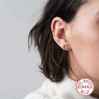 1 Set Simple Style Solid Color Plating Sterling Silver 18k Gold Plated Ear Studs main image 2