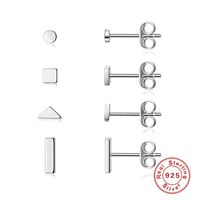 1 Set Simple Style Solid Color Plating Sterling Silver 18k Gold Plated Ear Studs sku image 2