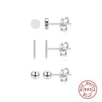 1 Set Simple Style Solid Color Plating Sterling Silver 18k Gold Plated Ear Studs sku image 4