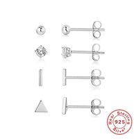 1 Set Simple Style Solid Color Plating Sterling Silver 18k Gold Plated Ear Studs sku image 6