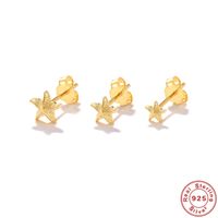 1 Set Simple Style Solid Color Inlay Sterling Silver Zircon Ear Studs main image 1