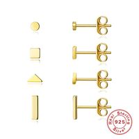 1 Set Simple Style Solid Color Plating Sterling Silver 18k Gold Plated Ear Studs sku image 1